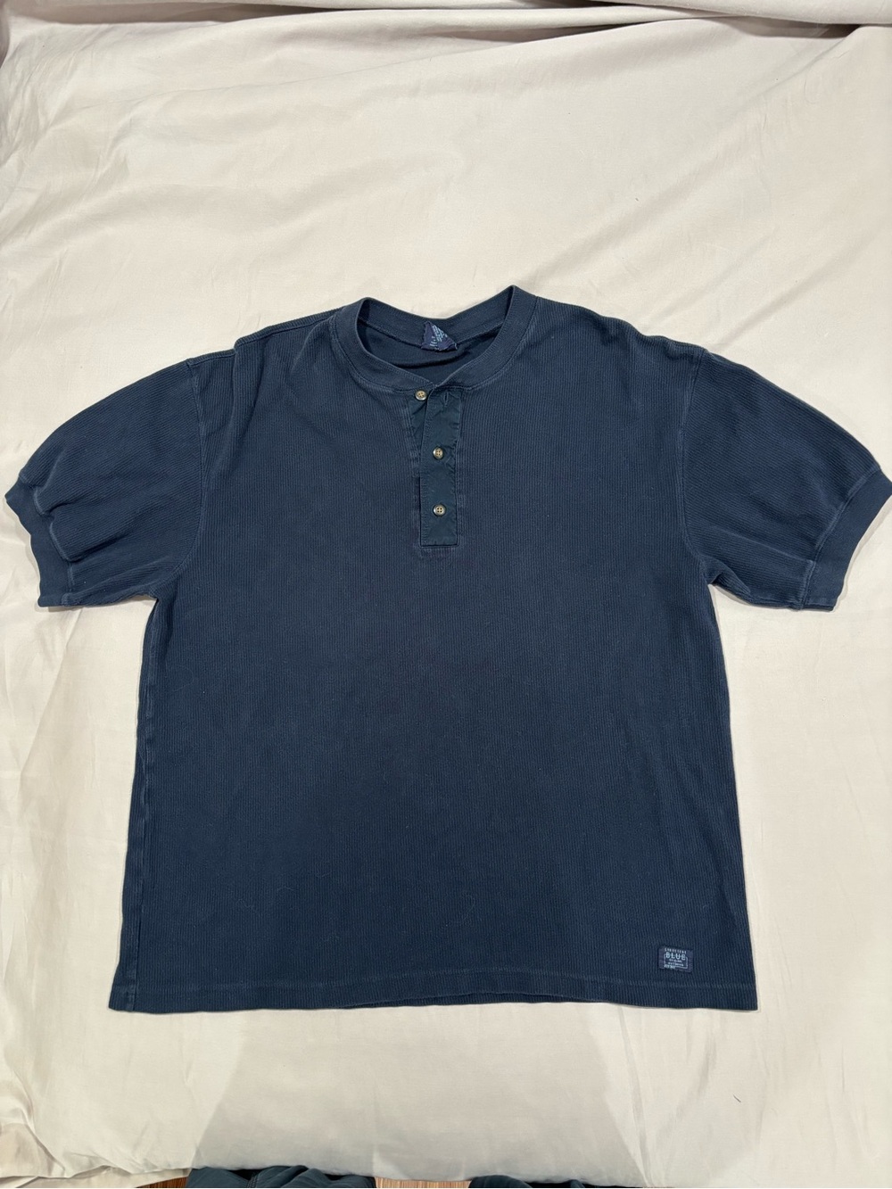 Structure Navy Short-Sleeve Henley Polo